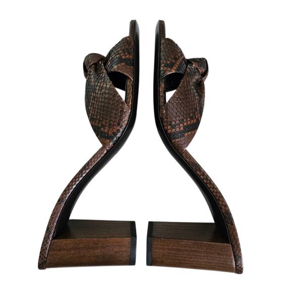 Saint Laurent Bianca Knot Snake Python Heel Sandal Mule Brown Size 41 US 11 - Picture 7 of 12